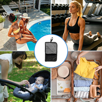 Sac étanche portable noir 2-en-1 pour maillot de bain, serviette, vêtements de sport, articles de yoga et articles pour bébé