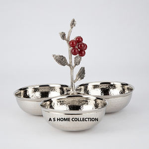 Tazón de tuercas de Decoración de mesa grande con forma de flor decorativa de 4 niveles de calidad de lujo dorado brillante de metal - Product Image 2