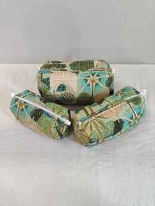 3-Piece Cotton Quilted Peacock Print <b>Makeup</b> <b>Bag</b> Organizer with Zipper Closure Lightweight Travel for Case - Product Image 4