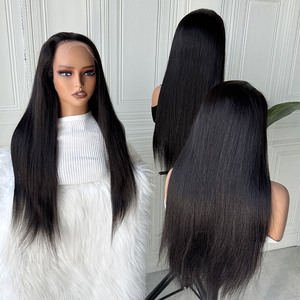 Peluca de Cabello Humano Liso y Sedoso, Color Negro Natural, Pre-Desplumada, Peluca con Frente de Encaje 13x4, Peluca con Encaje Transparente HD - Product Image 2