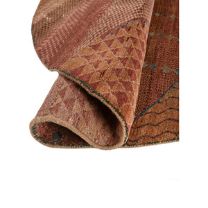 Alfombras Manchaha de Lana y Seda de Bambú con Patrón Geométrico, Rojo y Naranja, Anudadas a Mano para Uso Doméstico - Alfombras Jaipur US-Les-2723 - Product Image 2