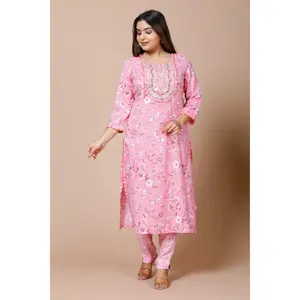 Latest Exclusive Designer Pink Floral Print Kurti Pant Salwar Kameez For Women By Indian Exporter Manufacturer 2023