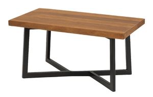 Table basse moderne faite à la main, durable, finition noire élégante, plateau en bois, base en fer robuste, design artisanal, couleur personnalisée - Product Image 3