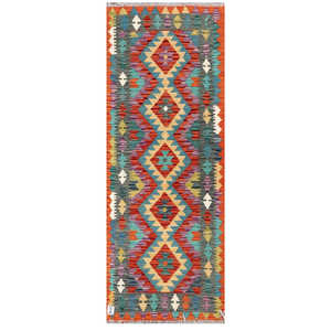 Alfombra Kilim de Maimana, Afganistán, 190 x 70 cm, Alfombras y Juegos de Alfombras - Product Image 1
