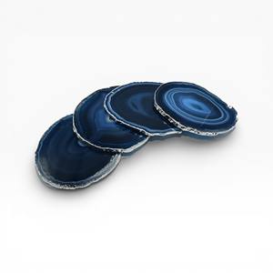 Sous-verres en agate carrée bleue et blanche avec des couches de cristal naturel pour les maisons modernes - Product Image 2