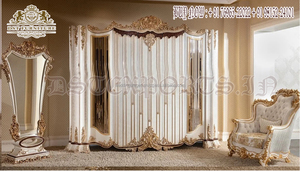 Meubles de chambre à coucher design baroque italien Armoire classique à 4 portes sculptée en feuille d'or Armoire principale majestueuse Villa de luxe - Product Image 4