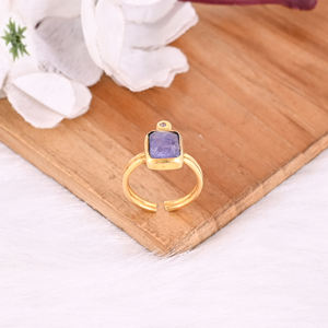 925อัญมณีแทนซาไนต์สีเงินแท้สีเหลืองชุบทองปรับได้เครื่องประดับแหวนของขวัญสำหรับเพื่อนเจ้าสาว - Product Image 4