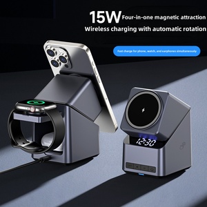 4 in 1 Magnetic <strong>Bedside</strong> Digital Alarm <strong>Clock</strong> &amp; Wireless Charger 15W Phone Fast Charging for <strong>iPhone</strong> 17 Pro Max Earbuds Watch - Product Image 1