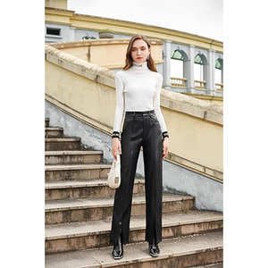 Jeggings confortables pour femmes, pantalons extensibles en similicuir avec poches, fabricant de conception de taille haute, fournisseurs d'usine, exportateur - Product Image 2