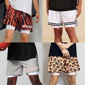 Mens Double <b>Layer</b> Mesh Shorts Compression Liner Deep Pockets Custom Embroidery Logo Solid Eco-Friendly Quick Dry Summer Gym - Product Image 3