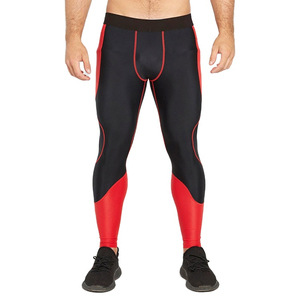 กางเกงรัดรูปเอวยางยืดสำหรับผู้ชายกางเกงรัดรูปผ้าสแปนเด็กซ์/ โพลีเอสเตอร์สีทึบระบายอากาศได้ดี - Product Image 1