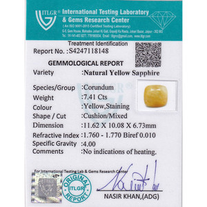 Saphir Jaune Naturel de 7,41 Carats (Pukhraj) - Pierre Précieuse Facettée Taille Émeraude - Product Image 4