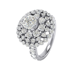 Luxe pour femmes 10K véritable or blanc géométrique zircon cubique bague diamant perle Style classique bijoux en or 18K pour Rhodium - Product Image 1