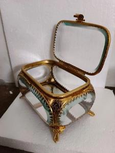 กล่องเครื่องประดับแก้วทำจากทองเหลืองทำด้วยมือสีทองดีไซน์แฟนซีสำหรับใส่แหวนต่างหูกล่องแก้ว - Product Image 2