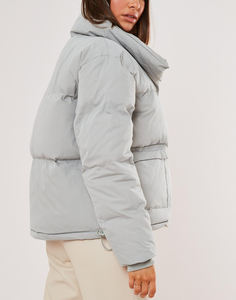 Fashion Turn Down Collar Design Cropped Winter Streetwear Puffer Thick Down Jacket for Women - Product Image 4