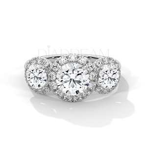 Bague de fiançailles personnalisable en argent scintillant 925 avec Halo Leb Grown Diamond Style tendance pour femmes, cadeau de mariage, fête - Product Image 2