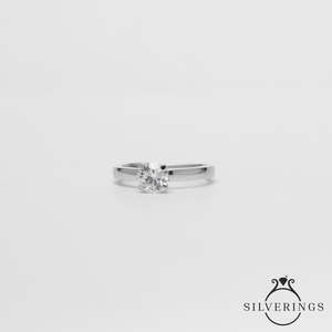 NOVAMART Fine Silverings 925 Sterling <b>Silver</b> <b>Solitaire</b> Zircon <b>Ring</b> Magnanimous Geometric Design with Invisible Setting for Engag - Product Image 5