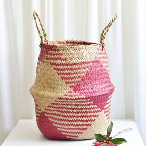 ตะกร้าหญ้าทะเลตกแต่งสำหรับเก็บตะกร้าฟาง - Product Image 3