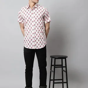 Latest Shirt Men's clothing 100% Cotton half Sleeve Front Open Button Causal men shirt for men