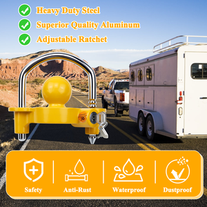 Adaptateur universel pour attelage avec 2 clés 1-7/8 po. Serrure de sécurité jaune de 2-5/16 pouces - Product Image 4