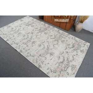 พรมวินเทจ ขนาด 4.5x7.9 ฟุต พรมปูพื้นลายดอกไม้สีขาว ทำจากขนสัตว์แบบตุรกี - Product Image 3
