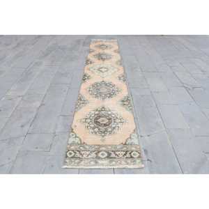 1.7x12.9 ft Vintage Turkish <b>Rug</b>, <b>Runner</b> <b>Rug</b>, Brown Ikat <b>Rug</b> - Product Image 1