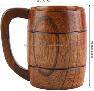 Classic Handmade Wooden Beer <b>Mug</b> PC American Style Bamboo Lid Business Gift with Best Quality Wholesaler From India FWE - Product Image 5