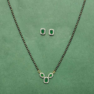 Tanmaniya Mangalutra ชุดเครื่องประดับแฟชั่นเคลือบ2โทนพร้อม CZ จากเครื่องประดับเทียมขายส่งในอินเดีย - Product Image 1