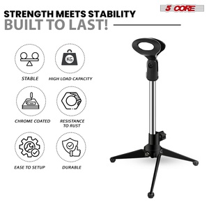 5 Core Mic Stand Adjustable Desk Microphone Stands <b>Tripod</b> Portable Table Pedestal Para Microfono - Product Image 5