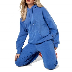 Chándales personalizados con logotipo para mujer, conjunto de chándal de lavado ácido, chándales de algodón deportivos personalizados de alta calidad para mujer, venta al por mayor - Product Image 5