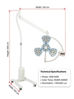 Lampe d'opération LED portable sans ombre 140000 Lux 39 ampoules, éclairage chirurgical sur pied pour hôpital, clinique, salle d'opération