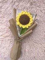 Bouquet de tournesols artificiels au crochet, fait main, style bohème indien, en laine écologique