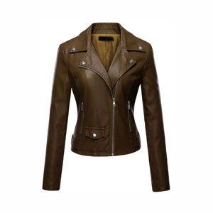Veste en cuir pour femmes fabriquée en usine à marque privée, respirante, couleur unie avec fermeture éclair, vestes élégantes, vente en gros - Product Image 1