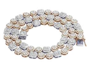 Collar DE TENIS cuadrado de 8mm, cadenas de roca, cadena de tenis Baguette helada chapada en oro rosa para regalo de boda, parejas de estilo Hip Hop - Product Image 2