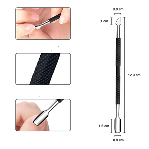 Empujador de Cutículas de Acero Inoxidable Negro ARISTON, Herramienta para Remover Esmalte de Uñas en Gel, Doble Uso, Certificado CE ISO para Limpiar Cutículas - Product Image 5