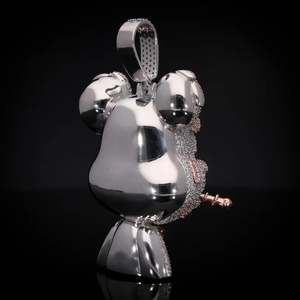 Colgante Personalizado con Rostro de Dibujos Animados en Plata de Ley 925 con Diamante Moissanita VVS de Corte Redondo, Colgante de Lujo Estilo Hip Hop - Product Image 6