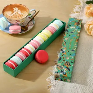 Macaron kutuları paket karton tek sıra çekmece tarzı macaron kek paketi kutusu özel macaron kutusu