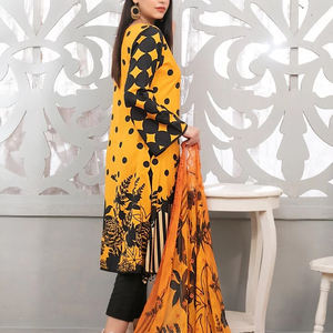 Les plus tendances nouveauté pakistanaise vêtements en lin décontractés Salwar avec Kameez pour femme fabriqué au Pakistan matériel de soie pour les fêtes - Product Image 3
