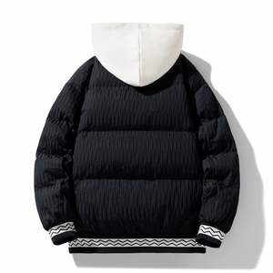 Customized logo American vertical wrinkle contrast cool two-piece <b>jacket</b> <b>for</b> <b>men</b> and women with autumn and winter loose hooded - Product Image 2