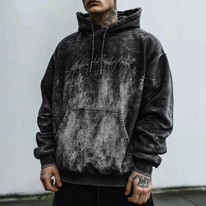 Personalización de la ropa de calle de los hombres Sudadera con capucha Logotipo personalizado 100% Algodón Cómodo Peso pesado Stone Wash Pullover Hoodie - Product Image 2