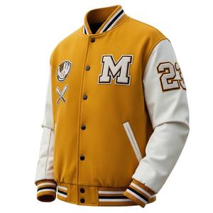 Veste universitaire en laine OEM, veste Letterman personnalisable avec fermeture à bouton-pression et logos d'équipe - Product Image 4