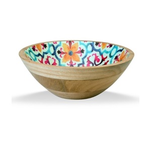Cuencos de madera, cuenco de nuevo diseño para decoración de mesa, precio al por mayor, cuenco para mezclar ensaladas de frutas, trabajo impreso Digital - Product Image 1
