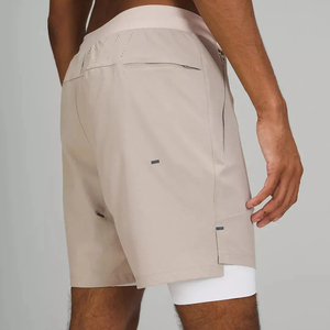 Custom Double <b>Layer</b> Sublimation Plain Polyester/Cotton Quick Dry Breathable Streetwear Gym Blank Basketball Elastic Shorts Men - Product Image 5