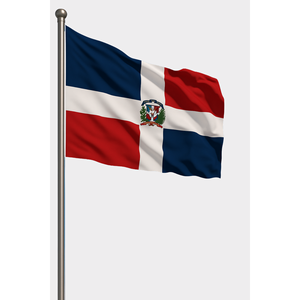 Bandera Personalizada de República Dominicana para Exteriores con Técnicas de Impresión Digital en Aluminio, Algodón, Poliéster, Seda, para Exhibición en Seguros Automotrices - Product Image 1