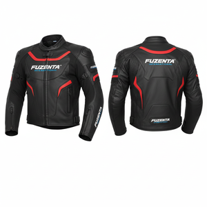 Blouson en cuir de moto professionnel Logo personnalisé Protection dorsale Résistance aux chocs Blousons de course en cuir de moto réglables - Product Image 4