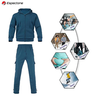 Espectone Erkek Büyük Beden Kışlık Kapüşonlu Baskılı Günlük 2 Parça Eşofman Takımı Tam Fermuarlı Polar Kapüşonlu Ceket ve Rüzgar Geçirmez Eşofman Altı