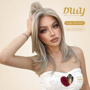 (US Only) Gisele-DWY Natural Wavy Blonde Synthetic <b>Wig</b> 136 Free Part Mid-Length Lace Front Transparent Lace Natural Wavy Blonde - Product Image 2