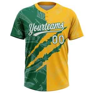 Camiseta de Softbol Personalizada con Dos Botones, Cuello Redondo, Impresión Digital en Tela 100% Poliéster Transpirable, Uniforme Unisex para Adultos - Product Image 3