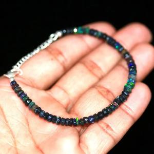 Bracelet manchette de luxe en argent sterling 925 plaqué or fait main, personnalisé avec pierre précieuse éthiopienne noire - Product Image 3