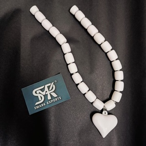 Stylish Handcrafted Glossy Finish Resin Heart <b>Pendant</b> Necklace with Magnetic Lock Chunky Beads Angel Style for Womens Party Wear - Product Image 4